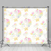 Aperturee - Aperturee Repeat Balloons Unicorn Star Cake Smash Backdrop